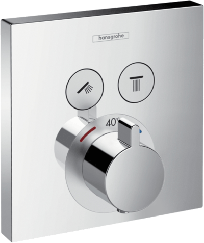 Hansgrohe Showerselect S Square Thermostat-Duscharmatur: Unterputz, für 2 Verbraucher, Chrom glänzend