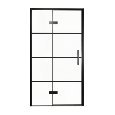 Balmani Senses Design Dusche Drehtür, Links, 120 cm x 210 cm, Lined, Profil Schwarz