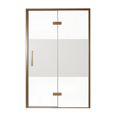 Balmani Senses Design douche draaideur rechts 140 cm x 210 cm Helder glas met matte strook, Brushed Rosegold profielen