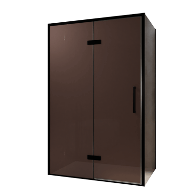 Balmani Senses Design douche d'angle avec porte pivotante à gauche et paroi latérale fixe, 120 x 100 cm, Bronze, Profil noir