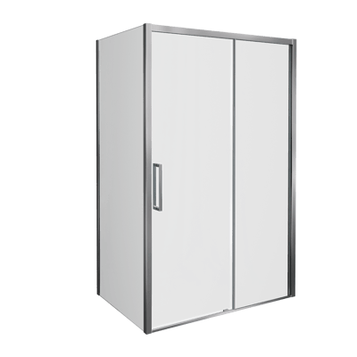 Balmani Senses Design Eckdusche: Schiebetür (Rechts) mit fixierte Seitenwand, 160 x 80 cm, Klarglas, Profil Chrom glänzend