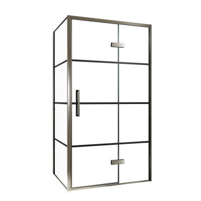 Balmani Senses Design Eckdusche: Drehtür (Rechts) mit fixierte Seitenwand, 100 x 80 cm, Lined, Profil Brushed GunMetal
