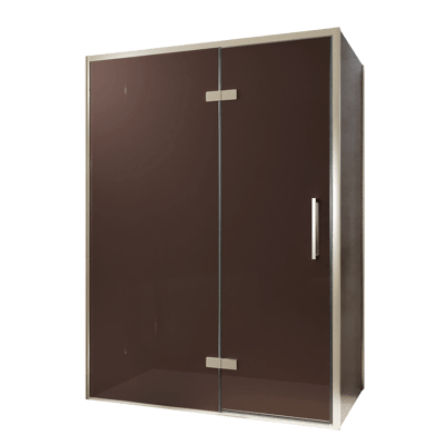 Balmani Senses Design douche en coin avec porte pivotante à gauche et paroi latérale fixe, 140 x 90 cm, Bronze, Profil Brushed CoolMetal