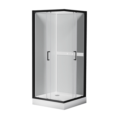 Luca Varess Talan Duschkabine: Schiebetür, 90 x 90 cm, Klarglas, Schwarzes Profil, matt