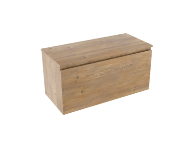 Linie Lado meuble salle de bains suspendu 100 x 46 cm chêne naturel avec Lado tablette simple ou double en mélaminé chêne naturel