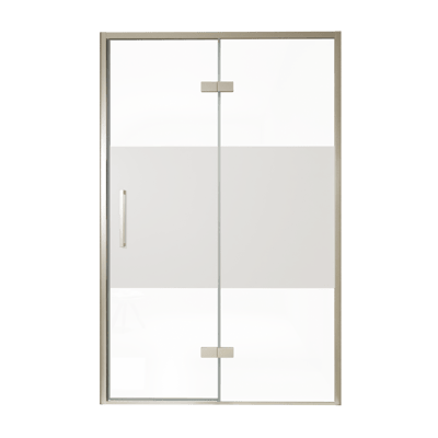 Balmani Senses Design porte pivotante à droite 140 cm x 210 cm verre transparent avec bande matte, Profil Brushed CoolMetal