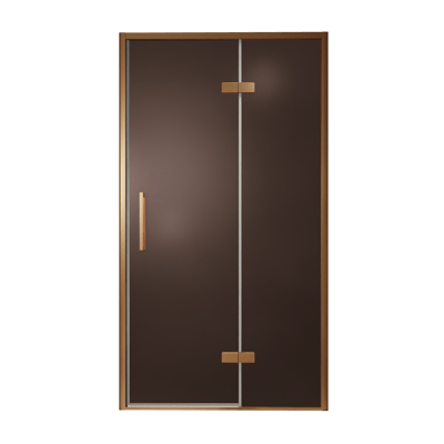 Balmani Senses Design porte pivotante à droite 120 cm x 210 cm verre Bronze, Profil Brushed Rosegold