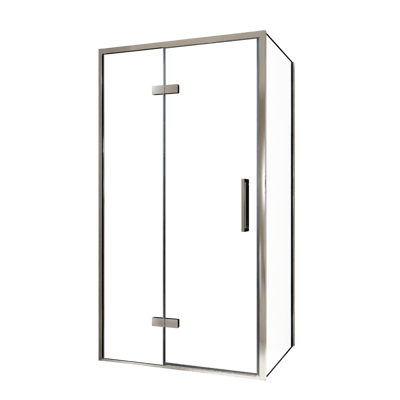 Balmani Senses Design douchehoek met linkse draaideur en vaste zijwand, 100 x 70 cm, Helder glas, Chroom profielen