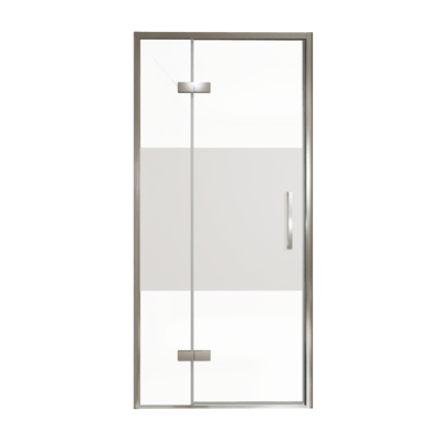 Balmani Senses Design porte pivotante à gauche 100 cm x 210 cm verre transparent avec bande matte, Profil chrome