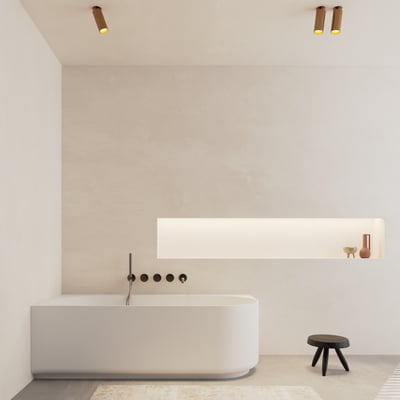 Balmani Scala tweepersoonsbad hoekbad links 175 x 80 cm Solid Surface mat wit