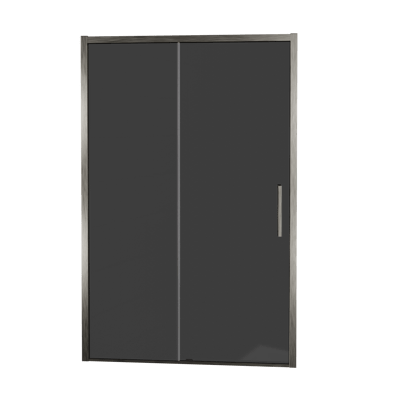 Balmani Senses Design Dusche Schiebetür, umkehrbar, 160 cm x 210 cm, Rauchglas, Profil Brushed GunMetal