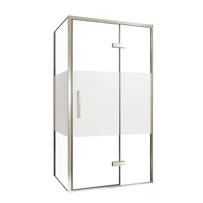 Balmani Senses Design douchehoek met rechtse draaideur en vaste zijwand, 100 x 80 cm, Helder glas met matte strook, Brushed CoolMetal profielen