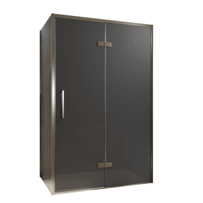 Balmani Senses Design Eckdusche: Drehtür (Rechts) mit fixierte Seitenwand, 120 x 100 cm, Rauchglas, Profil Brushed GunMetal