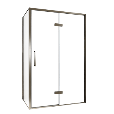 Balmani Senses Design douchehoek met rechtse draaideur en vaste zijwand, 120 x 90 cm, Helder glas, Brushed GunMetal profielen