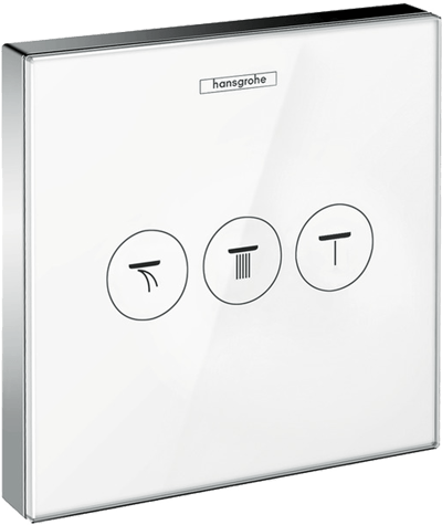 Hansgrohe Showerselect Glass thermostat de douche encastré 3 fonctions chrome et blanc brillants