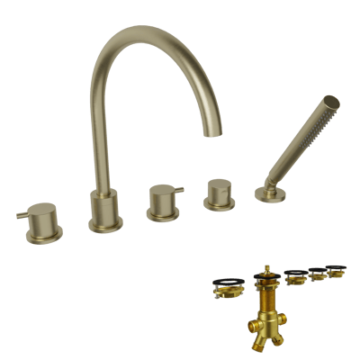 BLAUFOSS Round 5-gats Badrandkraan brushed champagne gold Incl. handdoucheset