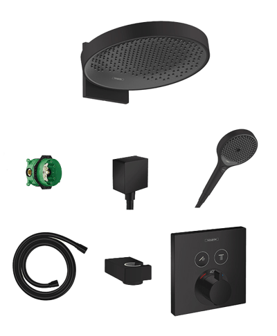 Hansgrohe Showerselect thermostatische kraan Inbouw regendoucheset met regendouchekop 36cm Mat Zwart