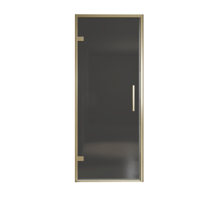 Balmani Senses Design Dusche Drehtür, Links, 90 cm x 210 cm, Rauchglas, Profil Brushed Champagner Gold