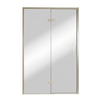 Balmani Senses Design Dusche Drehtür, Links, 140 cm x 210 cm, Reflex-Spiegelglas, Profil Brushed CoolMetal