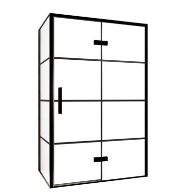 Balmani Senses Design douchehoek met rechtse draaideur en vaste zijwand, 120 x 80 cm, Lined, Zwarte profielen