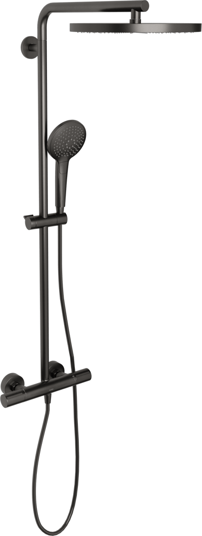 Blaufoss Nola 300 Regendusche Duschsystem mit Thermostatbatterie: Wandmontage, Brushed GunMetal