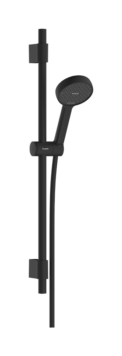 Hansgrohe Activera Select S 95 Duschstange 72 cm mit Brausekopf 9,5 cm, 2 Strahlarten, Schwarz matt