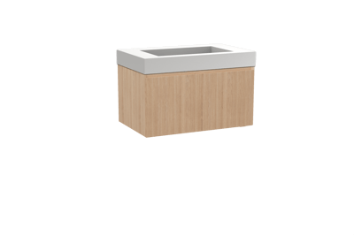 Balmani Fila hängendes Möbelstück Set: 90 x 55 cm, Naturbelassene Eiche, mit Modus Einzelwaschtisch, Solid Surface, Weiß matt, Vertikale symmetrische gerade Rippe