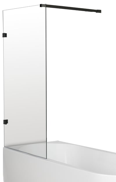 Luca Varess Solid Badewannenaufsatz: 80 cm, Klarglas, Schwarzes Profil