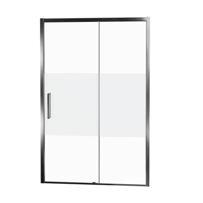 Balmani Senses Design douche schuifdeur rechts 120 cm x 210 cm Helder glas met matte strook glas, Chroom profielen
