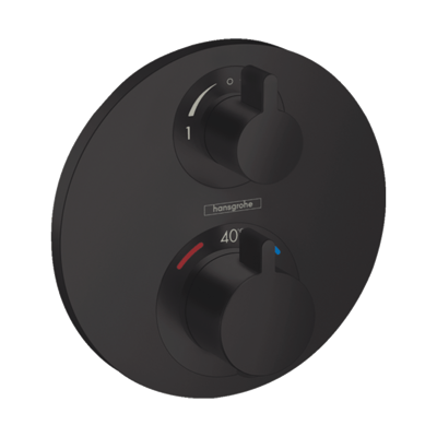 Hansgrohe Ecostat S Thermostat-Duscharmatur: Unterputz, Schwarz matt