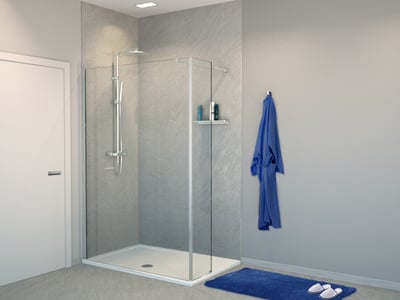 Balmani Modular douche à l'italienne avec paroi latéral fixe 120 x 200 cm verre transparent profil chrome brillant