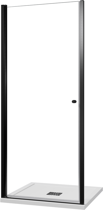Luca Varess Kuresa Duschtür: Drehtür, 90 x 200 cm, Klarglas, Schwarzes Profil, matt
