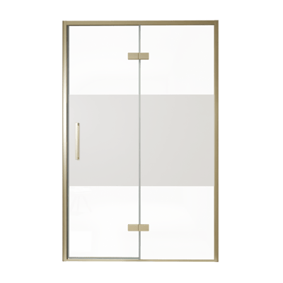 Balmani Senses Design douche draaideur rechts 140 cm x 210 cm Helder glas met matte strook, Brushed Champagne Gold profielen
