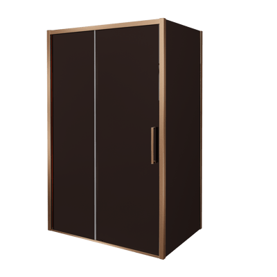 Balmani Senses Design Eckdusche: Schiebetür (Links) mit fixierte Seitenwand, 160 x 90 cm, Bronze, Profil Brushed Rosegold