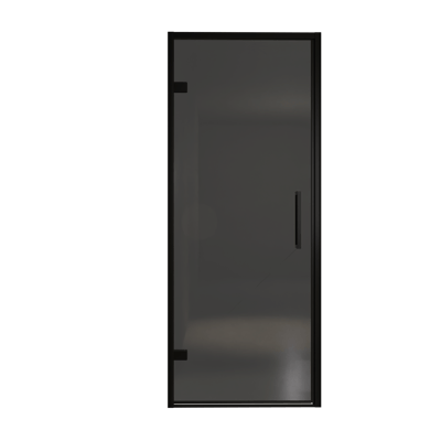 Balmani Senses Design Dusche Drehtür, Links, 90 cm x 210 cm, Rauchglas, Profil Schwarz