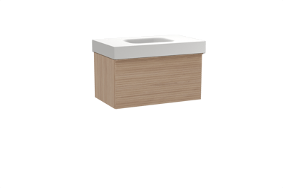 Balmani Forma zwevend badmeubel 90 x 55 cm naturel eiken met Arcato enkele wastafel in solid surface mat wit, Horizontale symmetrische rechte ribbel