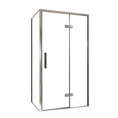 Balmani Senses Design douchehoek met rechtse draaideur en vaste zijwand, 100 x 70 cm, Helder glas, Chroom profielen