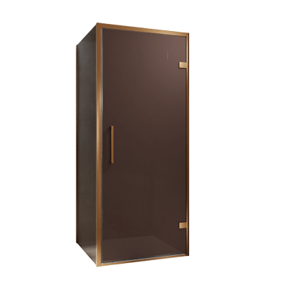 Balmani Senses Design douche en coin avec porte pivotante à droite et paroi latérale fixe, 90 x 100 cm, Bronze, Profil Brushed Rosegold