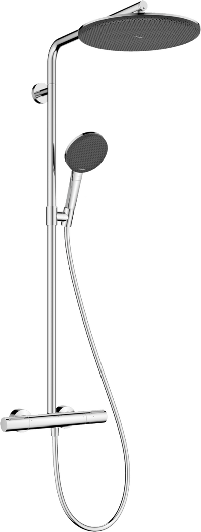 Hansgrohe Raindance Alive S Puro Showerpipe Duschsystem 300 1jet mit Ecostat Element Thermostat, Chrom Glänzend