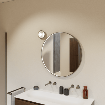 Balmani Secret rund Brushed Gunmetal Badezimmerspiegel Ø 80 cm mit Spiegelbeleuchtung und Anti-Beschlag Spiegelheizung