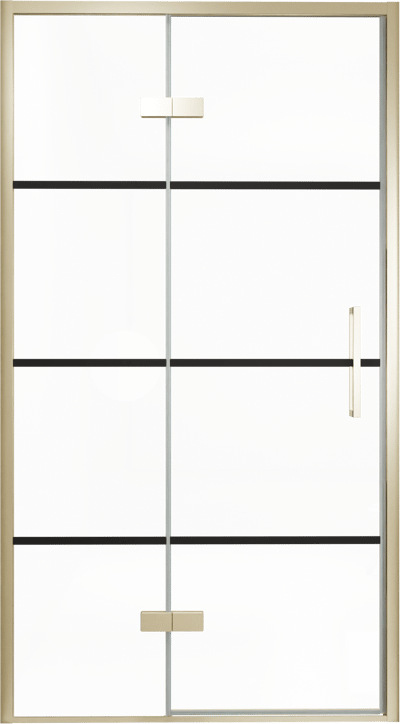 Balmani Senses Design porte pivotante à gauche 120 cm x 210 cm verre Lined, Profil Brushed Champagne Gold