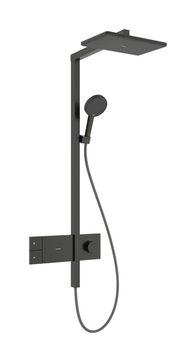 Hansgrohe Raindance Alive Q Showerpipe colonne de douche pluie 210/340 1 fonction de jet avec Ecosmart Showerselect Comfort Brushed Black Chrome