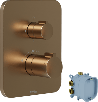 Blaufoss Smartbox Softline Thermostat-Duscharmatur: Unterputz, für 2 Verbraucher, Brushed Rosegold, Einbauelement inklusive