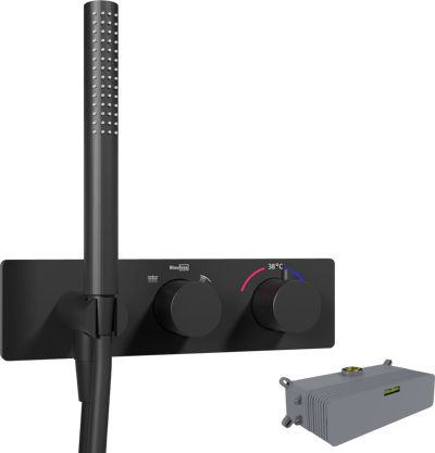 Blaufoss Dreambox Round thermostat de douche encastré avec douchette noir mat incl élément intégré