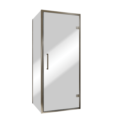 Balmani Senses Design Eckdusche: Drehtür (Rechts) mit fixierte Seitenwand, 90 x 80 cm, Reflex-Spiegelglas, Profil Brushed GunMetal