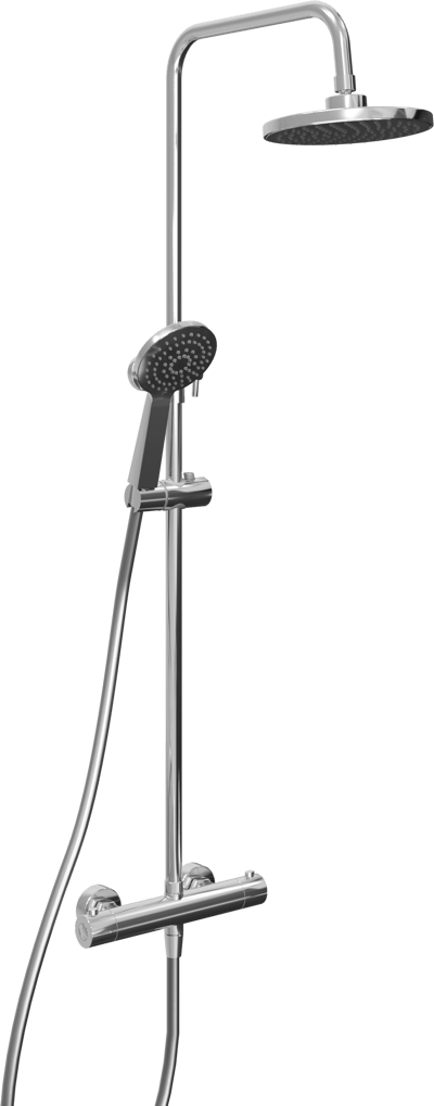 SanyOne Minerva Duschsystem mit Thermostat-Armatur Chrom Glänzend