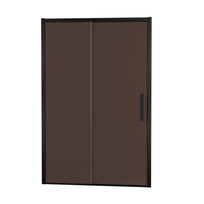 Balmani Senses Design douche schuifdeur omkeerbaar 140 cm x 210 cm Brons glas, Zwarte profielen