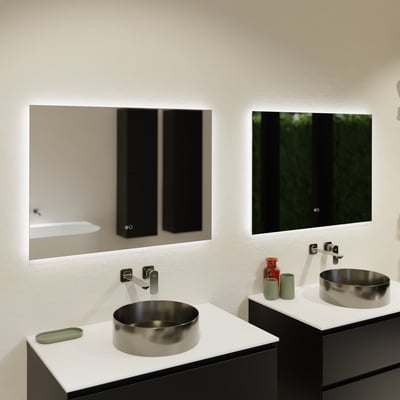 Balmani Giro Touch rechteckig Badezimmerspiegel Ø 90 cm mit Spiegelbeleuchtung und Anti-Beschlag Spiegelheizung