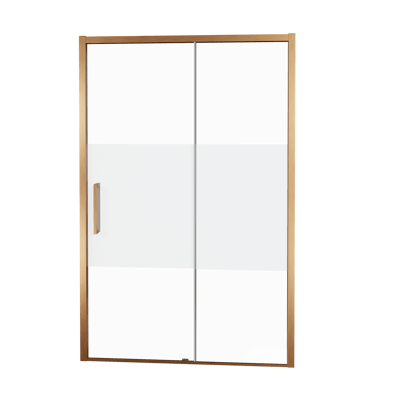 Balmani Senses Design douche schuifdeur rechts 160 cm x 210 cm Helder glas met matte strook glas, Brushed Rosegold profielen