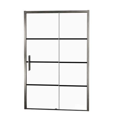 Balmani Senses Design Dusche Schiebetür, Rechts, 160 cm x 210 cm, Lined Glas, Profil Brushed GunMetal